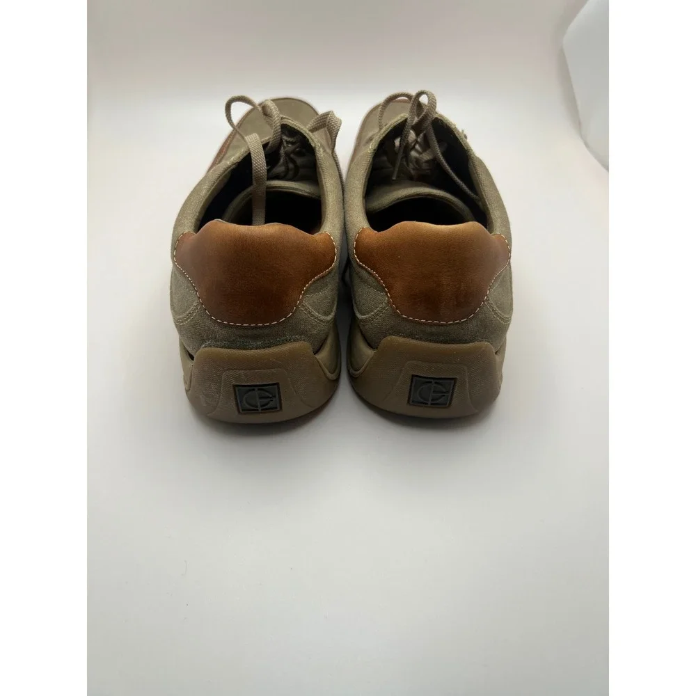 Cole Haan City Mens 10M Tan Canvas Brown Leather Lace Up Casual Shoes C04748